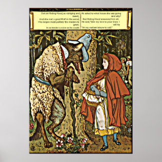 Affiches Conte pour enfants Petit chaperon rouge et loup
