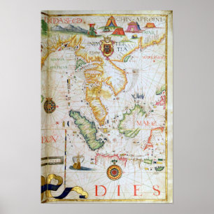 Affiches Continent Asie du Sud-Est, détail d'atlas du monde