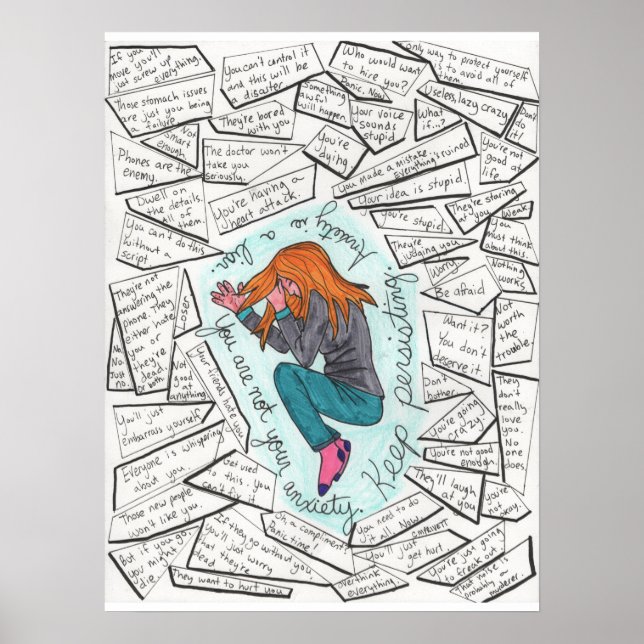 Affiches Continuer à persister (anxiété) 18x24 (Devant)