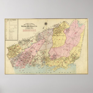 Affiches Contour, carte d'index le comté de Westchester