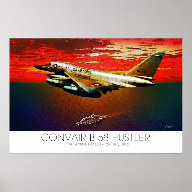 Affiches Convair B-58 Hustler Supersonic Jet Vol @ Dusk (Devant)