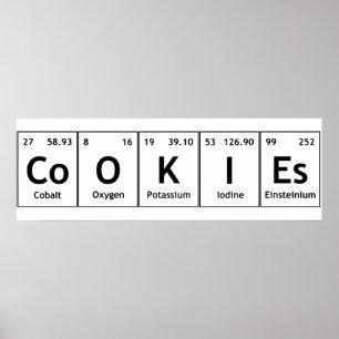 Affiches CoOKIE Chimie Table Périodique Mots Élément Systèm