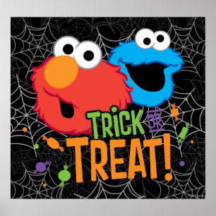 Affiches Cookie Monster et Elmo - Tricoter ou traiter