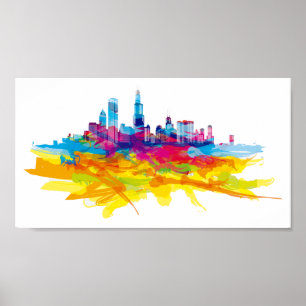 Affiches Cool Colorful Chicago Skyline
