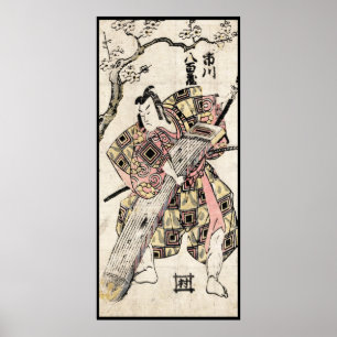 Affiches Cool japonais vintage samurai ukiyo-e scroll
