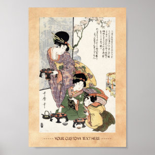 Affiches Cool japonais vintage ukiyo-e dame et enfants