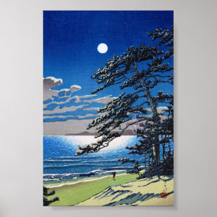 Affiches Cool oriental japanese moonlight night scenery