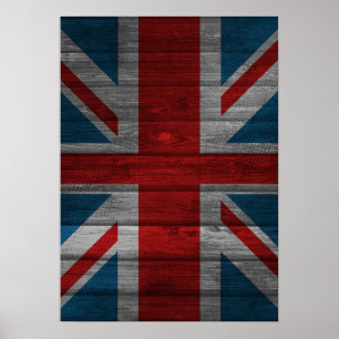 Affiches Cool union jack flag gadrk grunk effets de bois