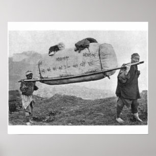 Affiches Coolies portant le coton, 1901 (photo de b/w)