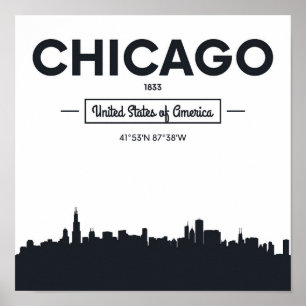 Affiches Coordonnées de ville de Chicago, l'Illinois  