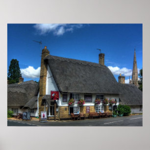 Affiches Copie britannique de Pub avec le toit couvert de