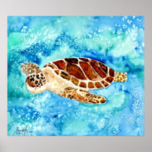 Affiches copie carrée de peinture d'art de tortues de mer