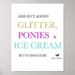 Affiches Copie colorée de parties scintillantes, de poneys