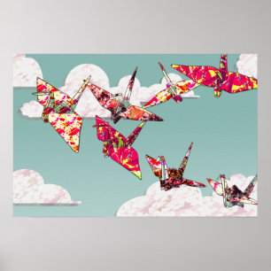 Affiches Copie d'affiche de grues de papier