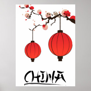 Affiches Copie d'affiche de voyage de lanternes de la Chine