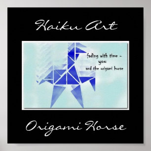 Affiches Copie d'art de Haiku de cheval d'origami
