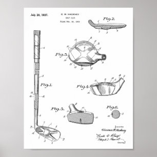Affiches Copie de dessin d'art de brevet de club de golf