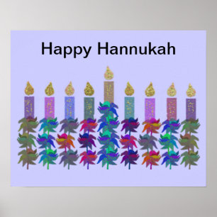 Affiches Copie de Hannukah Menorah de fleur