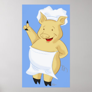 Affiches Copie de port d'affiche de tablier de chef de porc