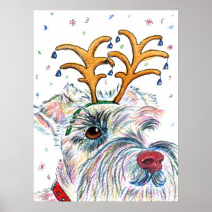 Affiches Copie de toile de Schnauzer de Père Noël