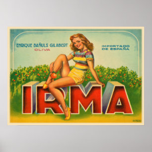 Affiches Copie d'étiquette de caisse d'Espagne avec la