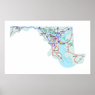 Affiches Copie d'un état à un autre de carte du Maryland