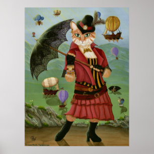 Affiches Copie gothique d'art de portrait victorien de chat