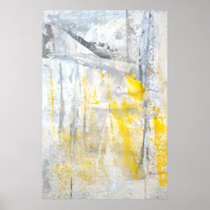 Affiches Copie grise et jaune de "abstraction" d'art