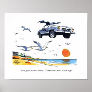 Affiches Copie Gullwing Mercedes de bande dessinée