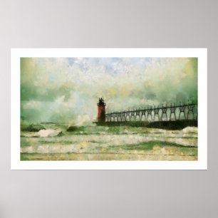 Affiches Copie orageuse d'affiche de phare