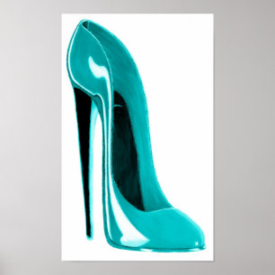 Affiches Copie stylet de chaussure de turquoise