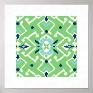Affiches copie tribale de vert bleu de motif moderne chic