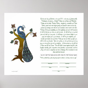 Affiches Coq sur un arbre (B) - Ketubah