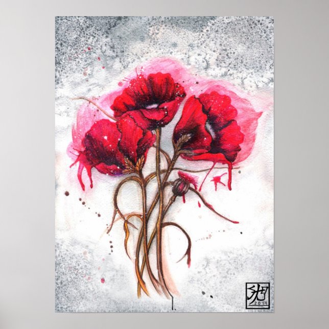 Affiches Coquelicots rouges de Lisa (Devant)