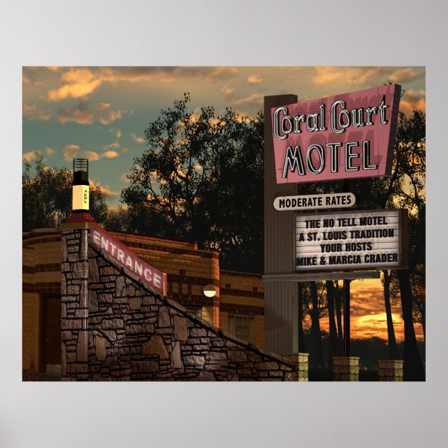 Affiches Coral Court Motel sur l'affiche de la Route 66 (Devant)