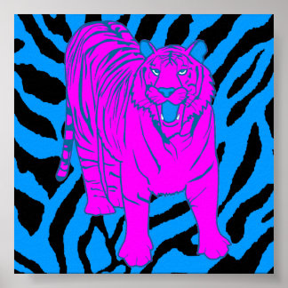 Affiches Corey Tiger 80s Retro Growling Tiger