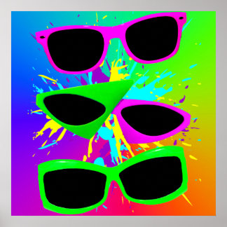 Affiches Corey Tiger 80s Vintage Lunettes de soleil Neon Sp
