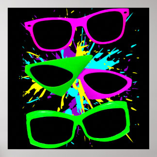 Affiches Corey Tiger 80s Vintage Lunettes de soleil Neon Sp