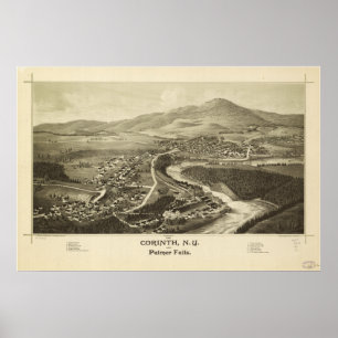 Affiches Corinth New York 1888 Antique carte panoramique