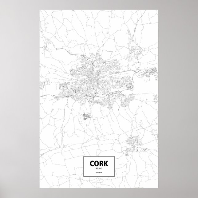 Affiches Cork, Irlande (noir sur blanc) (Devant)