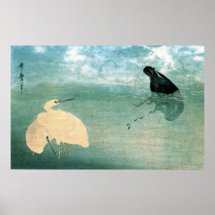 Affiches Cormorant and White Heron 1789
