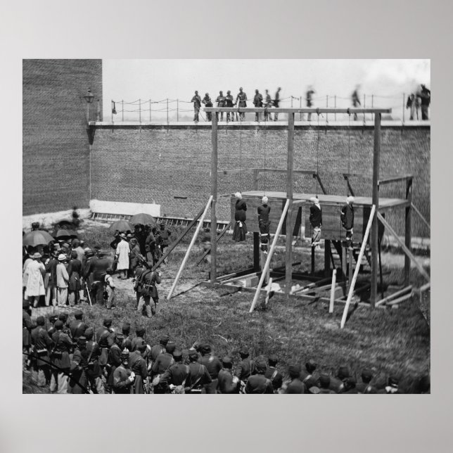 Affiches Corps pendus des conspirateurs de Lincoln, 1865 (Devant)