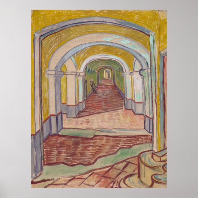 Affiches Corridor dans l'asile par Vincent Van Gogh (Devant)