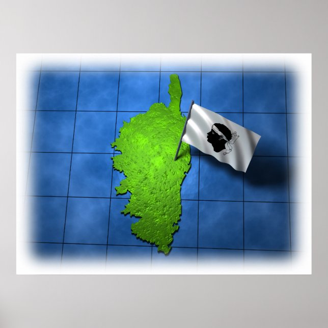 Affiches Corse avec son propre drapeau (Devant)