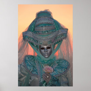 Affiches Costume de Carnaval Bleu, Venise