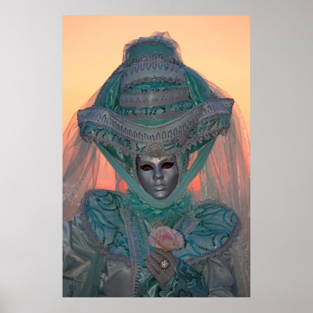 Affiches Costume de Carnaval Bleu, Venise (Devant)