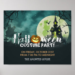 Affiches Costume Maison Hantée éffrayante nuit Ciel Hallowe