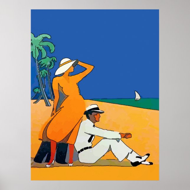 Affiches Côte vintage de Jersey, plage