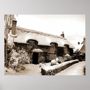 Affiches Cottage de conte de fées en hiver