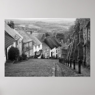 Affiches Cottages sur une colline d'or, Shaftesbury, Dorset